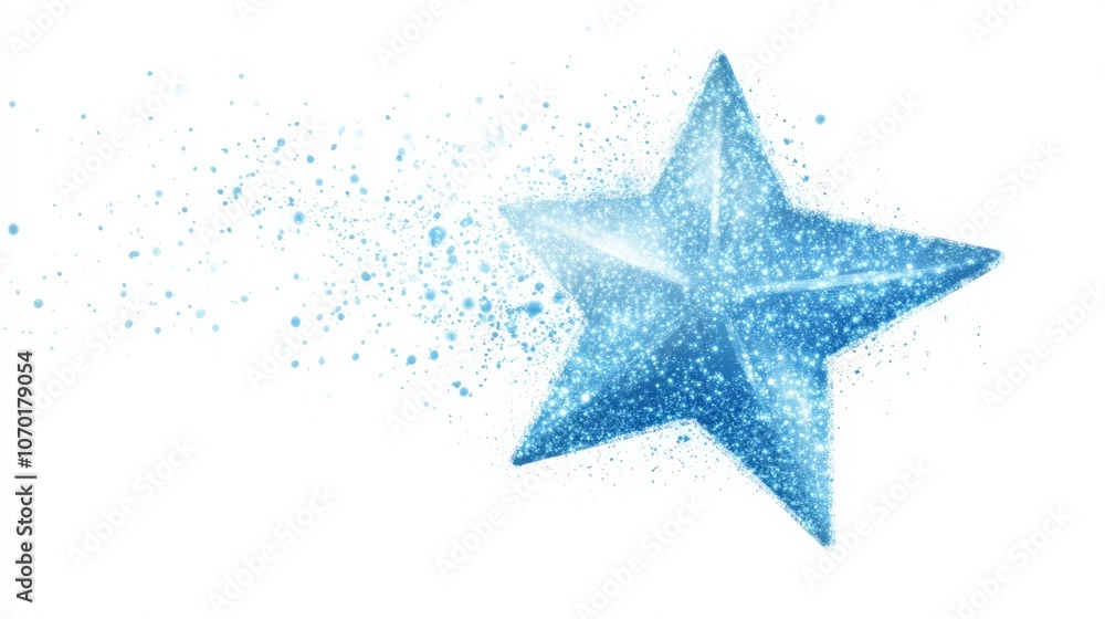Obraz premium Blue star on a white background. The star is blue and shiny.