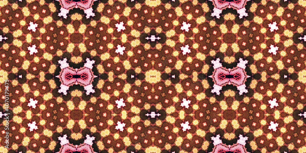 Seamless kaleidoscope pattern. The texture of the woven pattern. Endless pattern