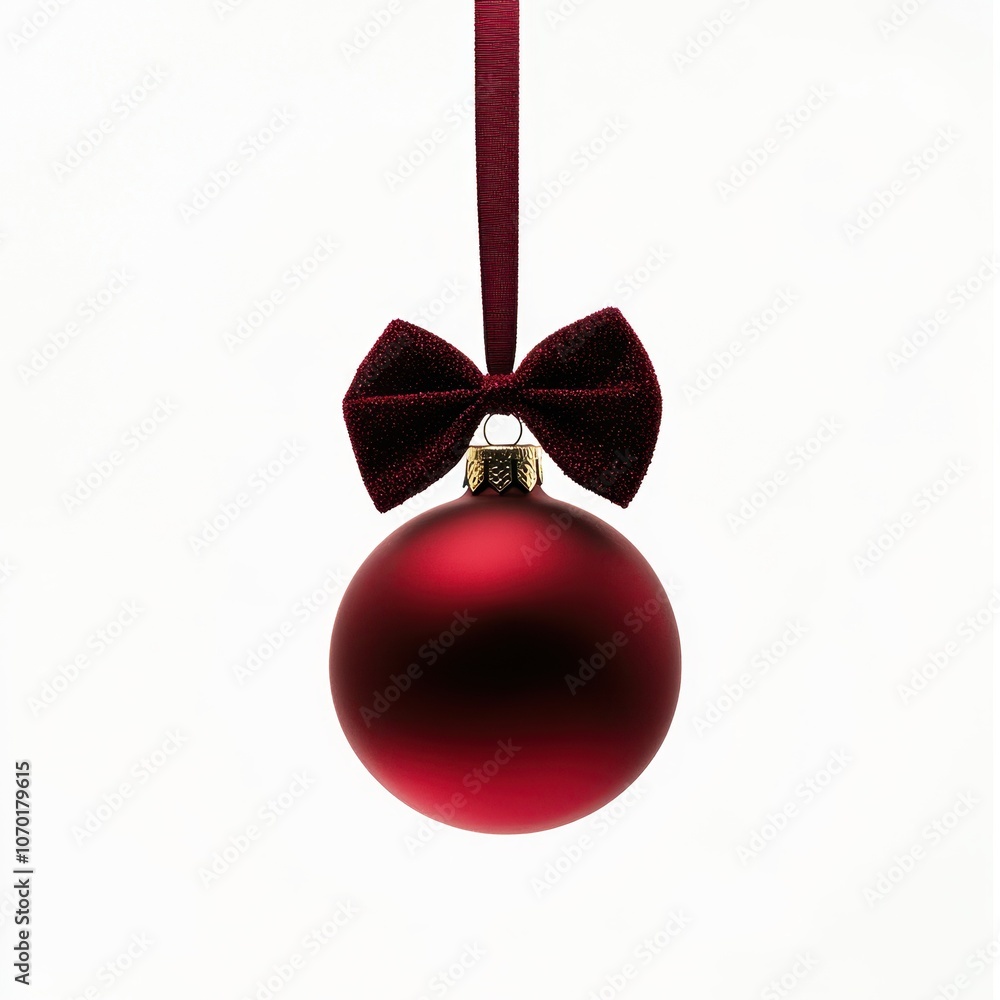 Red Christmas ornament with ribbon Red Christmas ornament with ribbon
