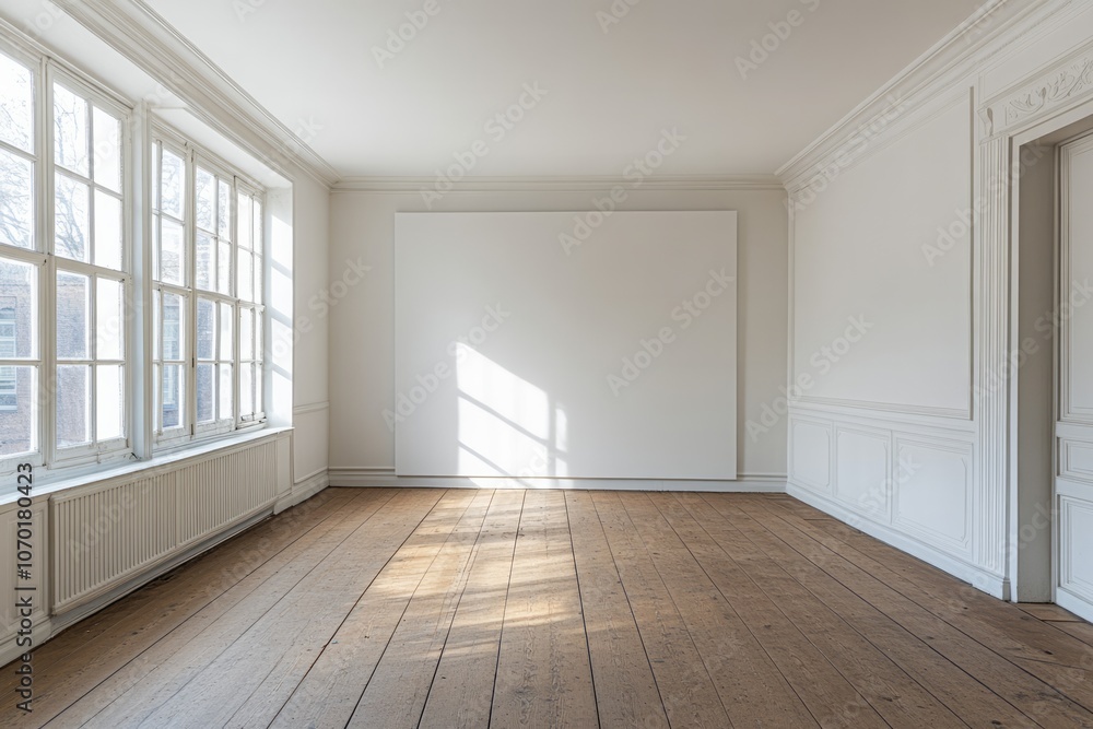Fototapeta premium A large white wall in an art gallery