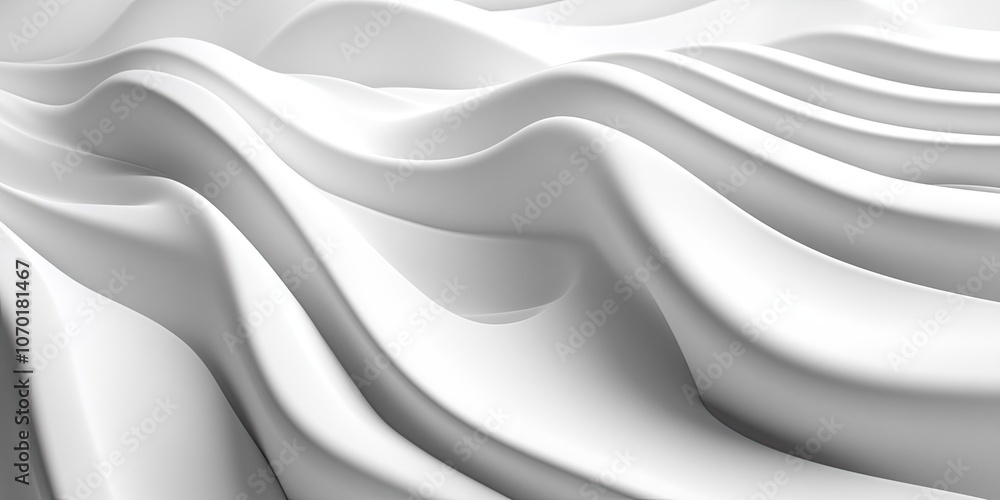 Obraz premium Smooth white waves in an abstract minimalist 3D background