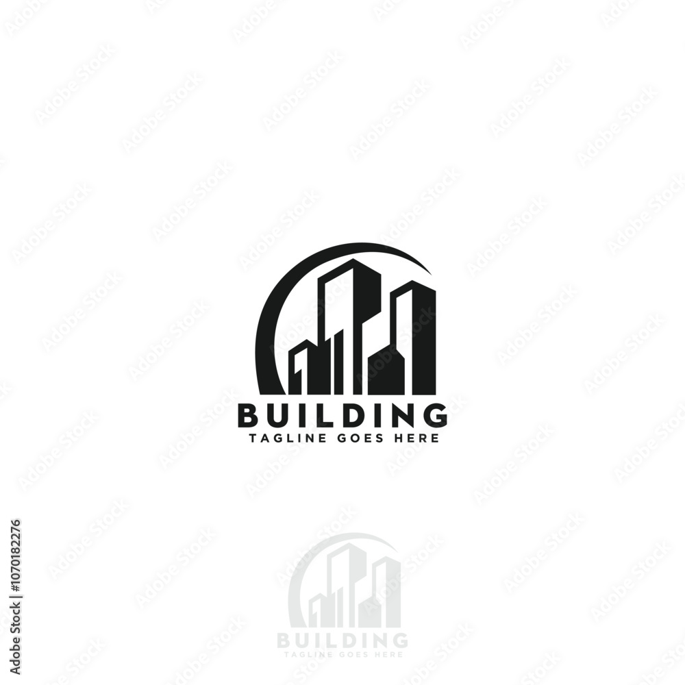 Obraz premium building design and construction logo. creative logo construction real estate apartment skyline and architect