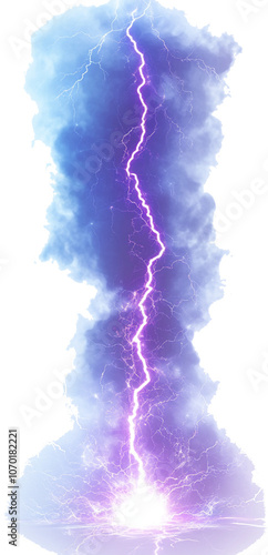 Powerful lightning bolt illuminating, cutout, png, smoke, fire, cloud, sky, explosion, flame, dark, light