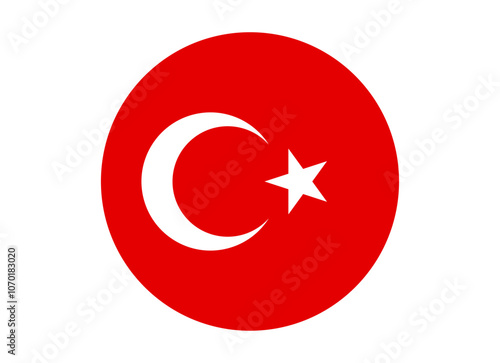 Turkey Flag icon. Round flag of turkey icon design, vector illustration