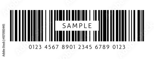 SAMPLEの文字と24桁のcode 128のバーコードのダミー素材 - シンプルなサンプル画像用のイラスト