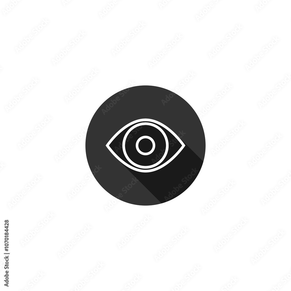 Eye circle with long shadow icon isolated on transparent background Eye circle with long shadow icon isolated on transparent background