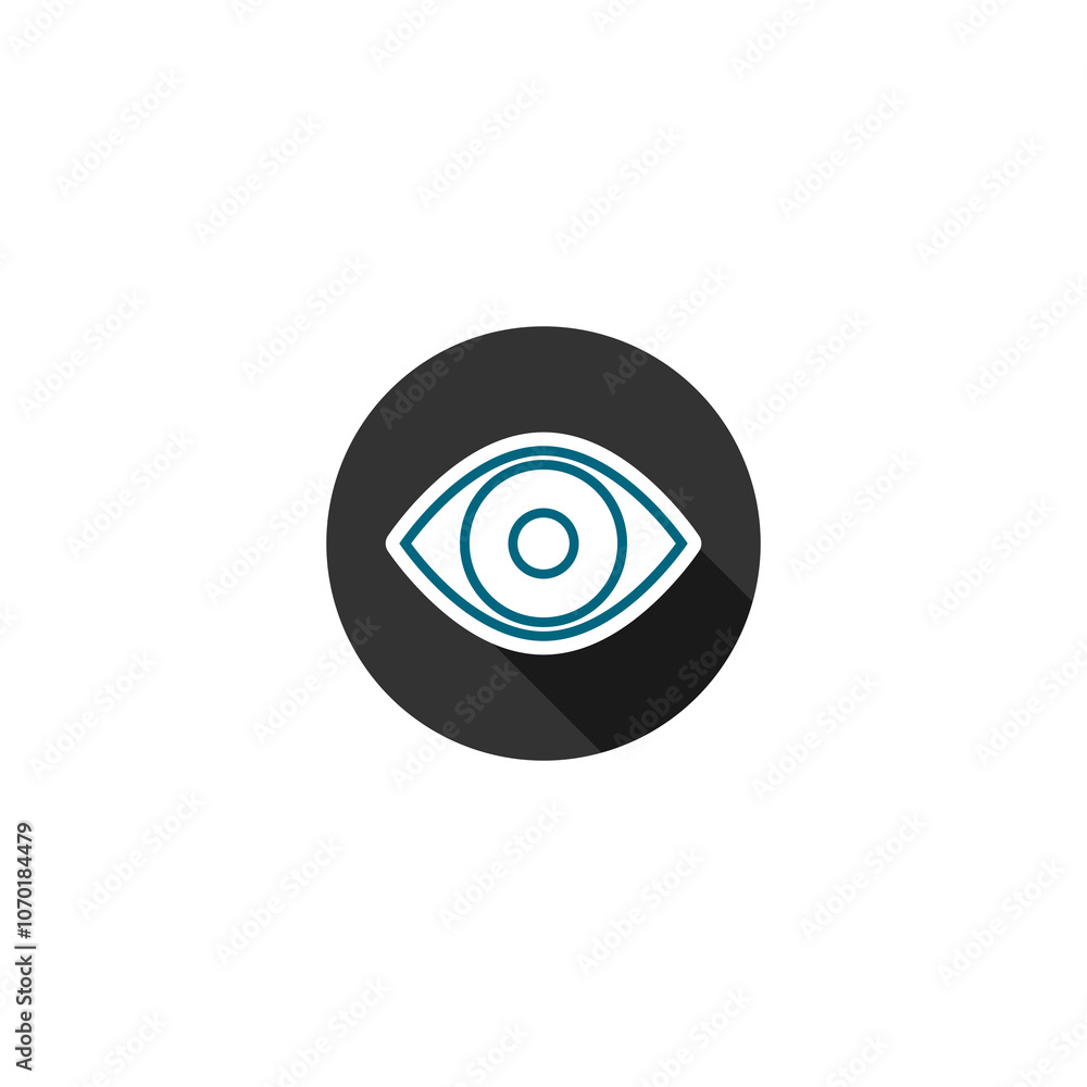 Eye circle with long shadow icon isolated on transparent background Eye circle with long shadow icon isolated on transparent background