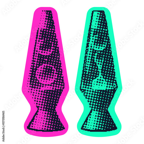 lava lamps retro halftone effect illustration