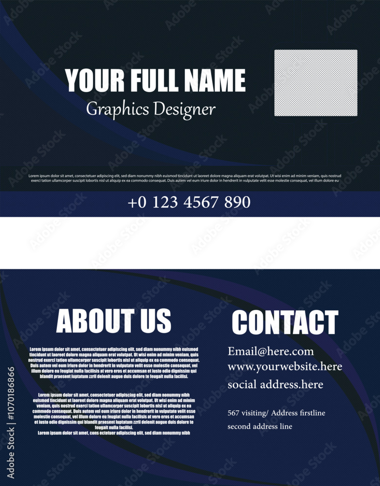 Fototapeta premium Elegant Business Card Template for Graphic Designers and Professionals (Editable EPS, CMYK)This elegant business card template is designed for graphic designers and professionals looking to make a s