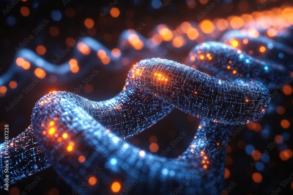 Abstract background with a double helix of DNA and digital connections, a vector illustration for medical or science themes Abstract background with a double helix of DNA and digital connections, a vector illustration for medical or science themes
