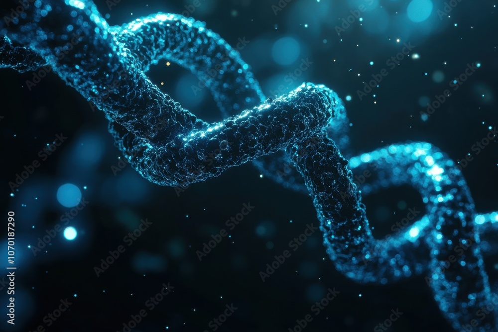 Abstract background with a double helix of DNA and digital connections, a vector illustration for medical or science themes Abstract background with a double helix of DNA and digital connections, a vector illustration for medical or science themes