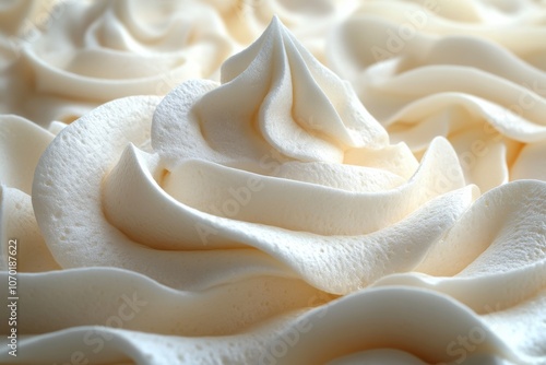 Close up of white whipped cream swirl texture for background and design.