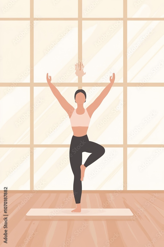 Naklejka premium Woman in yoga pose with peaceful ambiance