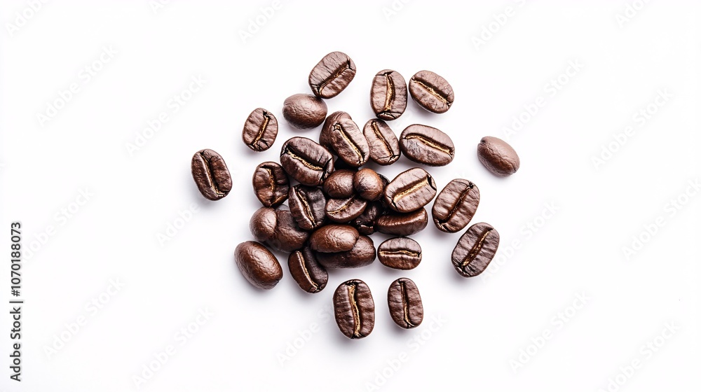 Naklejka premium Coffee Beans: A Close-Up on the Aromatic Essence of Roasted Coffee