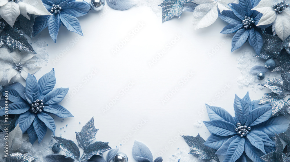 Blue and Silver Poinsettia Floral Arrangement Blue and Silver Poinsettia Floral Arrangement