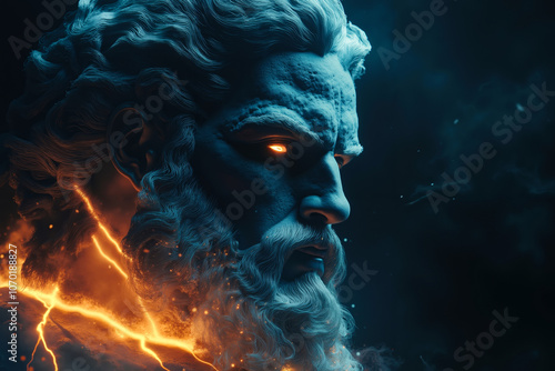 A man with a long beard and a white beard with a lightning bolt coming out of his face