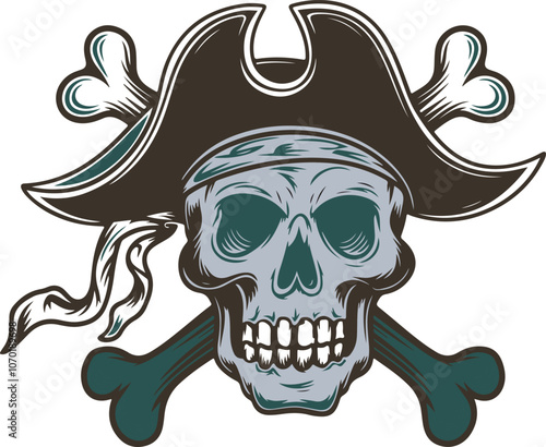 Skull and Hat Bold Pirate Symbol