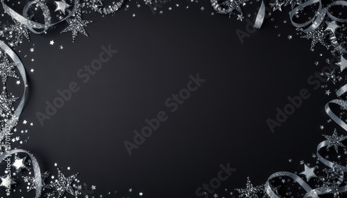 Wallpaper Mural festive silver glittering background with stars and ribbons, perfect for celebrations and events Torontodigital.ca