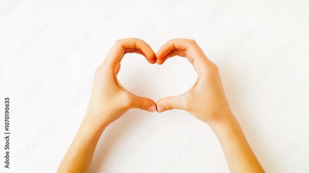 Obraz premium Hands forming heart shape on white background