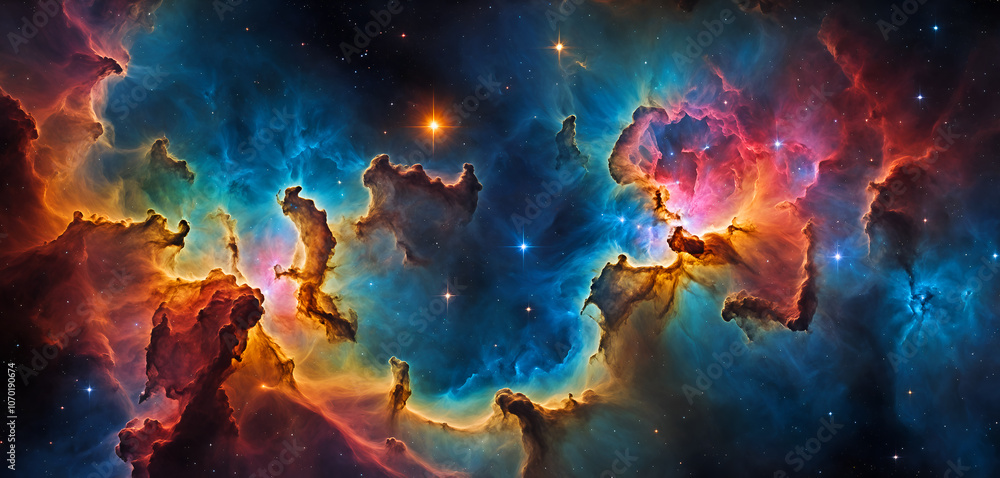 Fototapeta premium brilliant bright grand nebulae in the deep space with glowing stars 