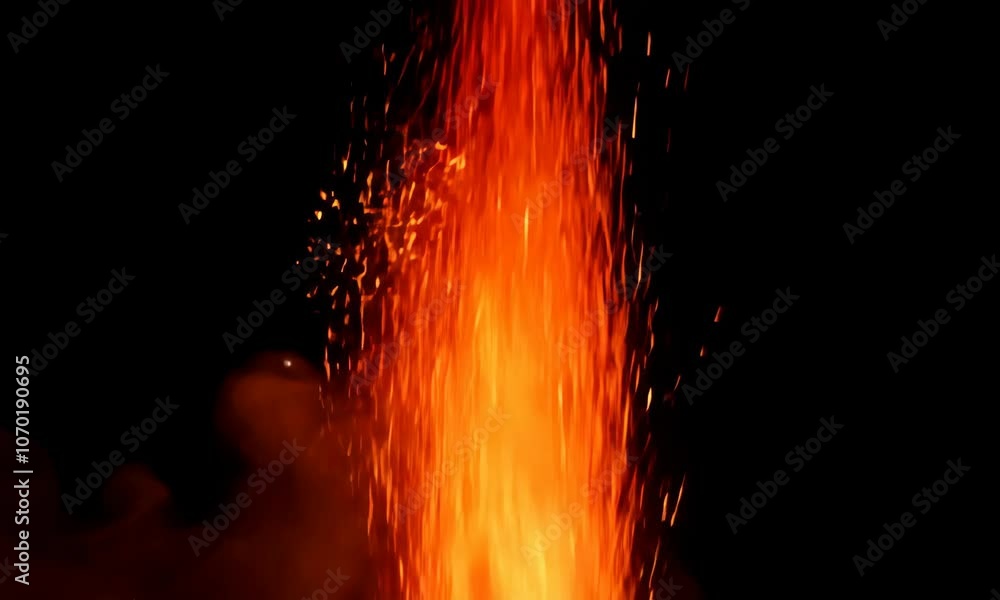 Vertical column of flames shooting upward on a dark backdrop Vertical column of flames shooting upward on a dark backdrop