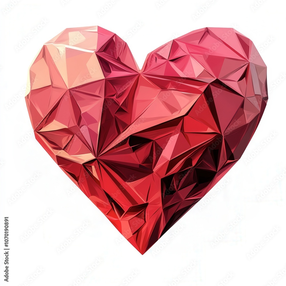 Geometric red heart sculpture showcasing artistic design and vibrant color patterns Geometric red heart sculpture showcasing artistic design and vibrant color patterns