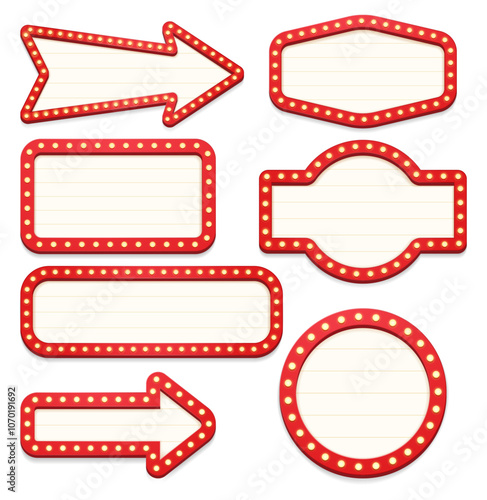 Retro Light frame billboard decoration template banner different shap