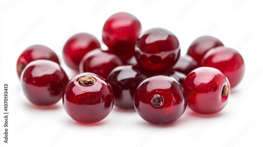 Close-Up of Fresh, Ripe Red Berries on White Background Close-Up of Fresh, Ripe Red Berries on White Background