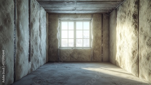 Insulating the walls with multiple layers and a soft-focus view of the room.