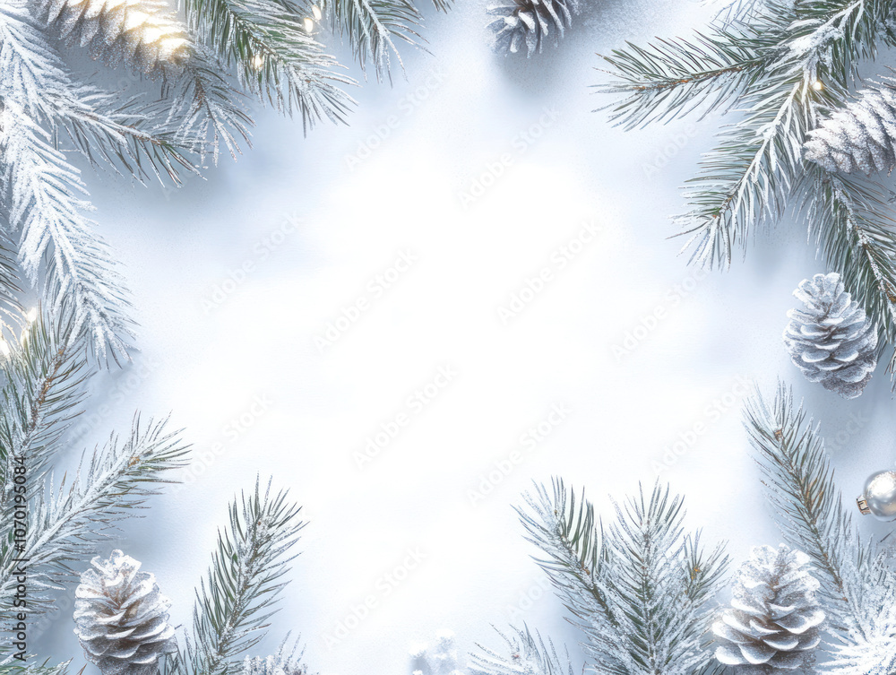 Snowy Pine Branches for Christmas Background Decoration Snowy Pine Branches for Christmas Background Decoration