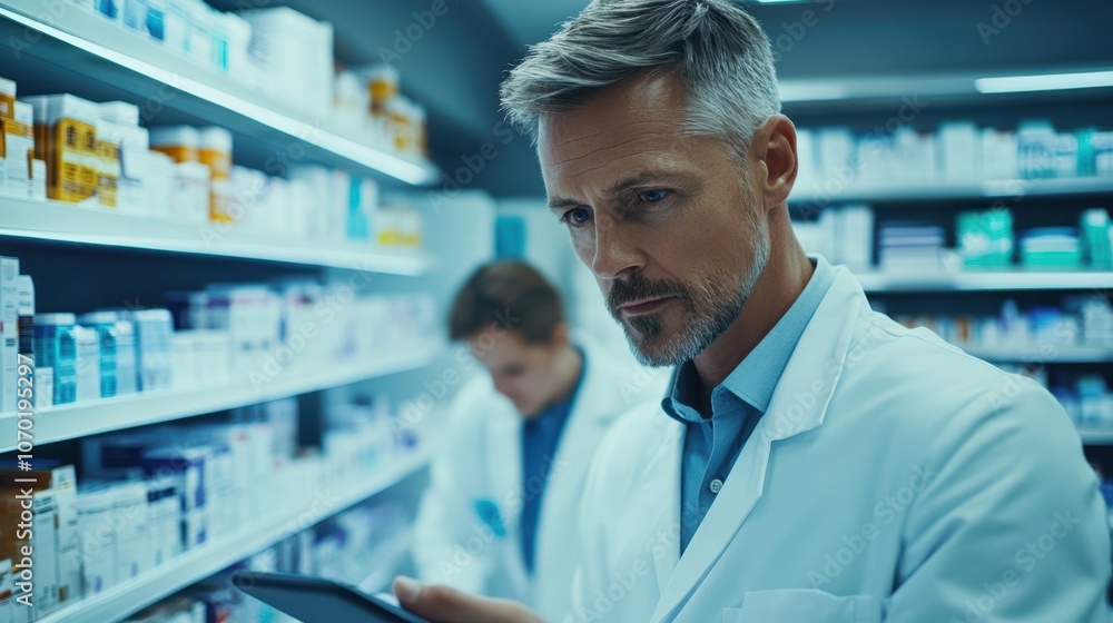 The Pharmacist Checking Prescription The Pharmacist Checking Prescription