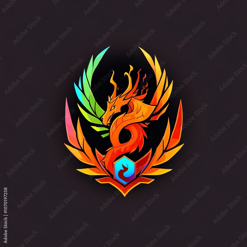 Fiery Dragon with Wings Logo Fiery Dragon with Wings Logo