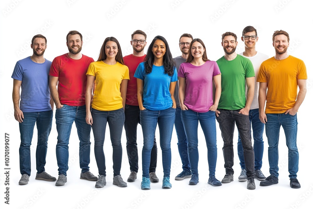 People in colorful shirts are standing next to each other People in colorful shirts are standing next to each other