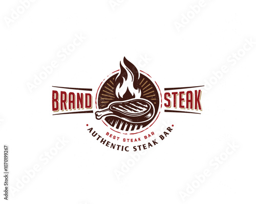 Set vintage pork steak grill pig hot barbecue logo template for food gourmet business