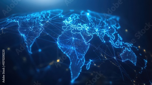 Concept of data lines spreading across a digital landscape, symbolizing connectivity and information flow.