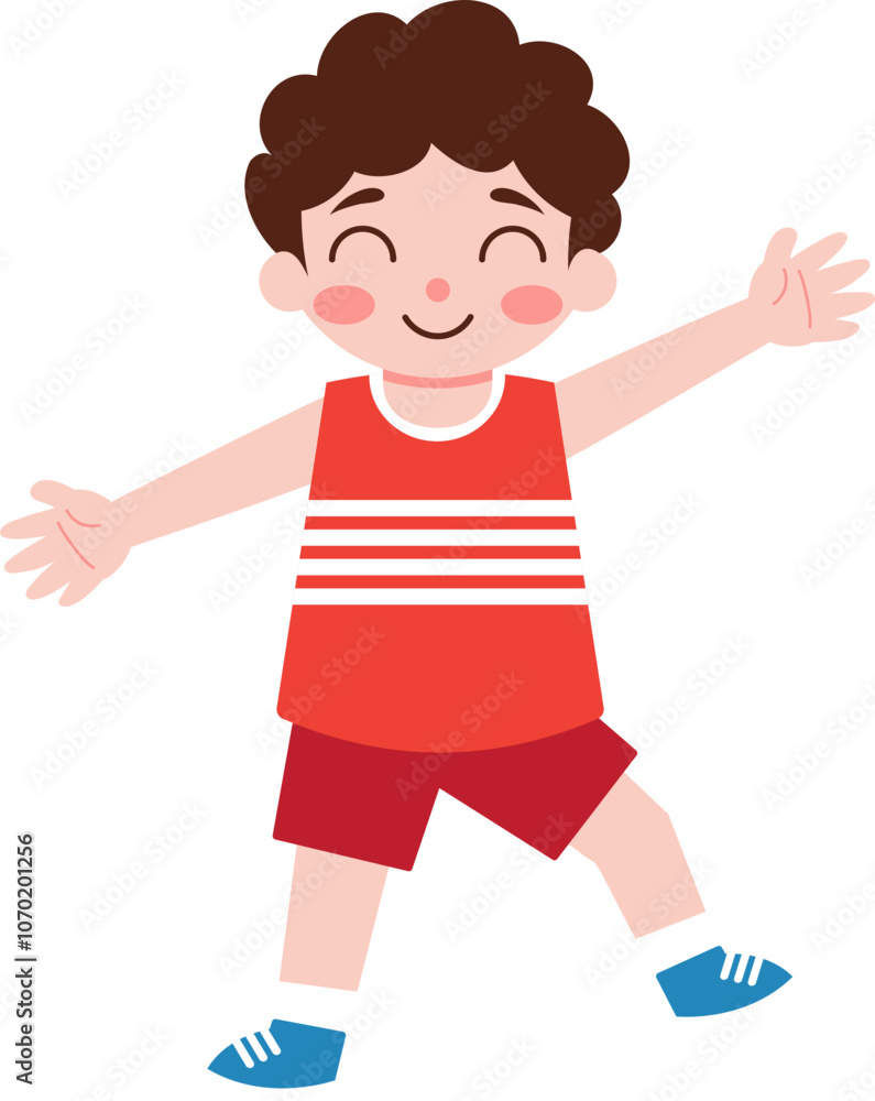 Happy Boy Kid Child Cartoon Illustration Playful Active Fun Happy Boy Kid Child Cartoon Illustration Playful Active Fun