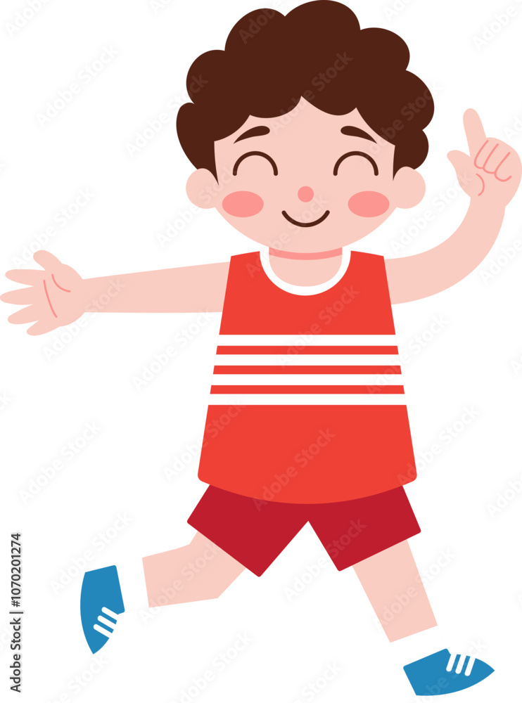 Happy Boy Running Active Kid Child Illustration Sports Cartoon Happy Boy Running Active Kid Child Illustration Sports Cartoon