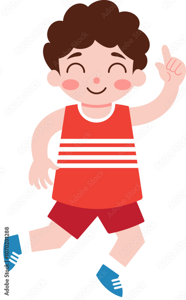 Happy Boy Running Active Child Cartoon Illustration Happy Boy Running Active Child Cartoon Illustration