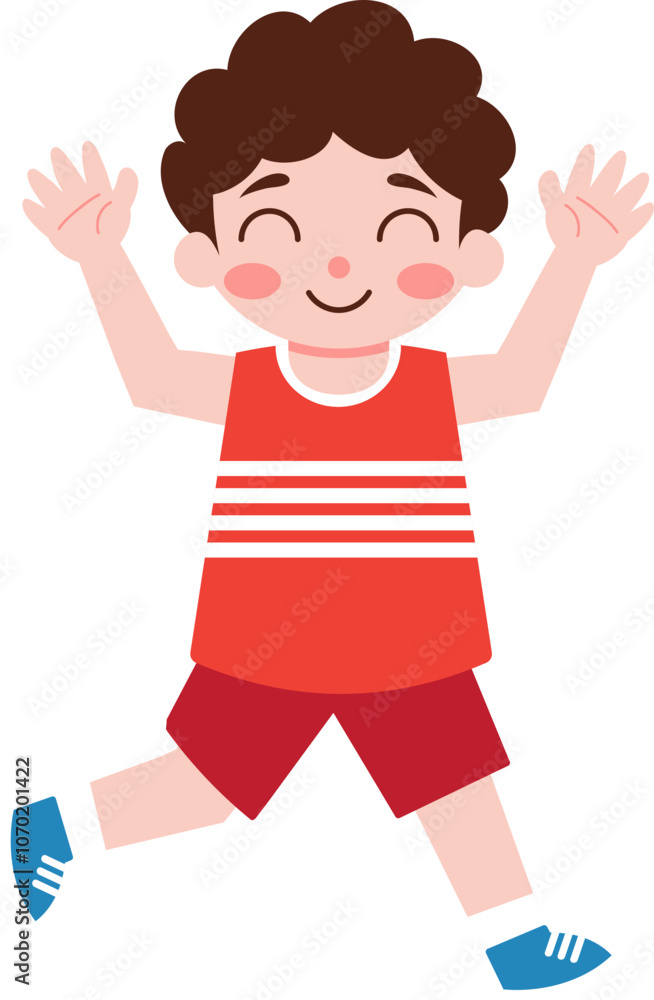 Happy Kid Running Jumping Active Child Illustration Happy Kid Running Jumping Active Child Illustration