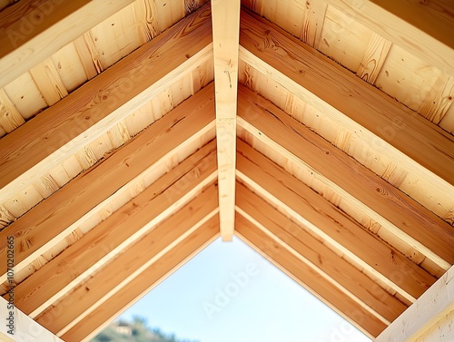 Wooden roof that is currently being built, roof made of wood