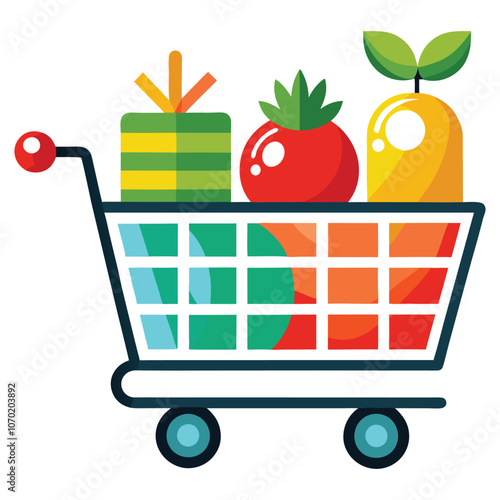 shopping supermarket cart with grocery pictogram