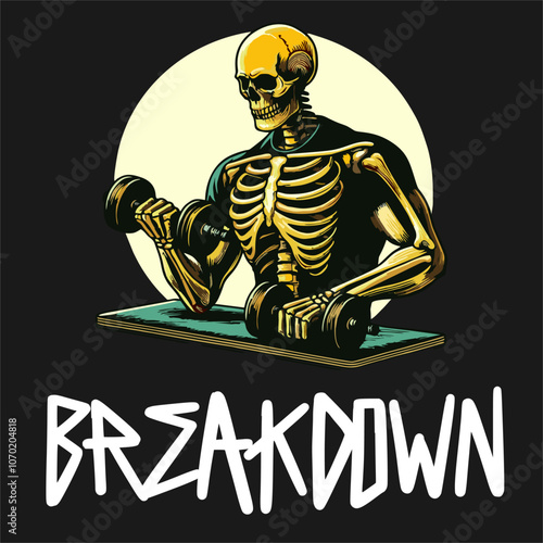A vector drawing skeleton grab a barbel gym