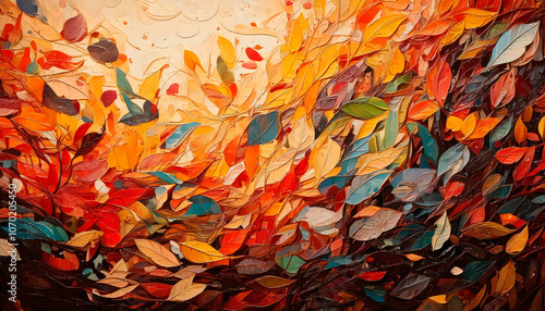 Fototapeta Naklejka Na Ścianę i Meble -  Abstract colorful leaf painting