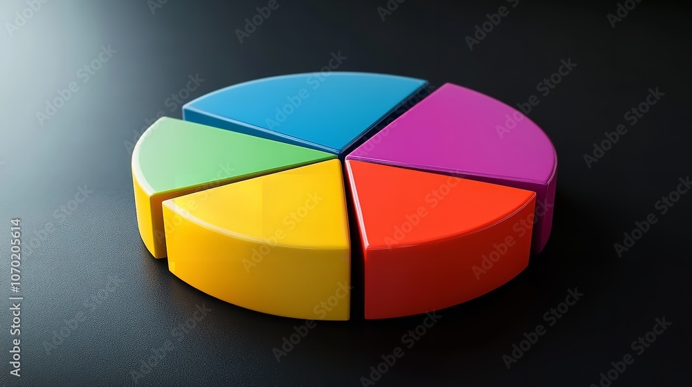 Obraz premium A Colorful Pie Chart Cut into Six Pieces 8K Realistic