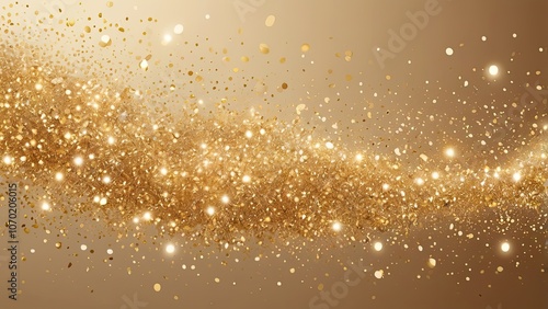 Glittering golden particles cascading down against a light background