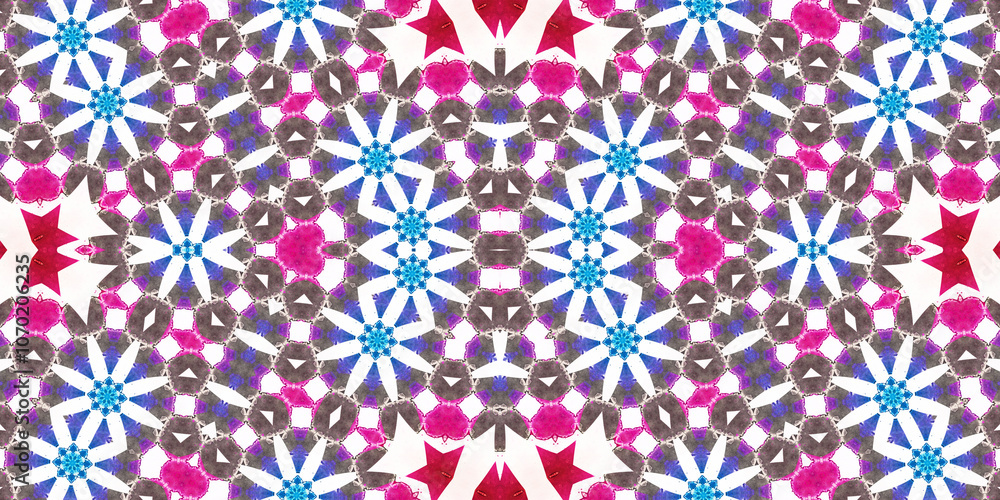 Seamless kaleidoscope pattern. The texture of the woven pattern. Endless pattern