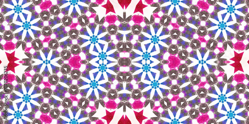 Seamless kaleidoscope pattern. The texture of the woven pattern. Endless pattern