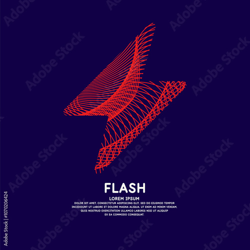 The energy designation emblem. The picture represents electricity, voltage. Vector illustration in a simple style. Icon of lightning, thunder.