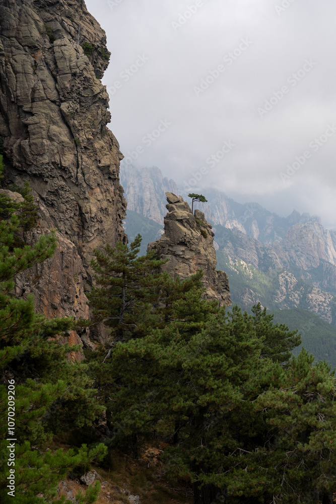 View of mountains in Bavella. Quenza, Corsica, France. View of mountains in Bavella. Quenza, Corsica, France.