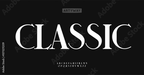 Classic elegant alphabet, vintage serif letters, refined font for stylish timeless headline, beauty and fashion logo, sophisticated luxury branding. Premium typography. Vector typeset.